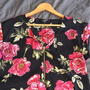 Express Silky Zip Front Blouse